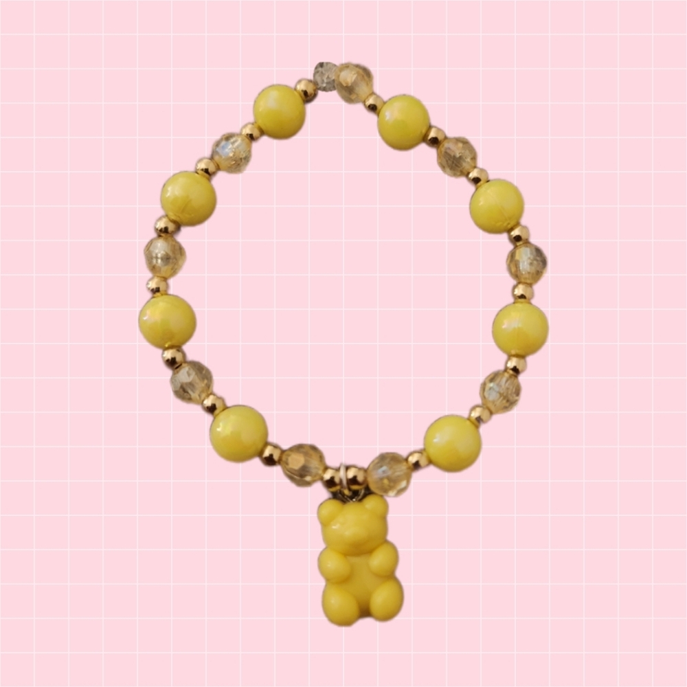 Yellow Gummy Bear Beaded Bracelet